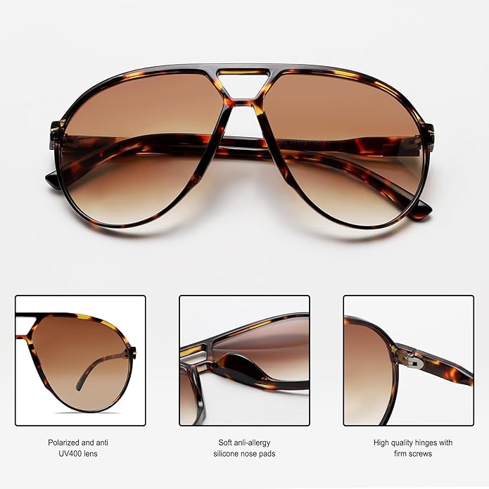 Lunettes de soleil aviateur surdimensionnées | Rétro, verres teintés
