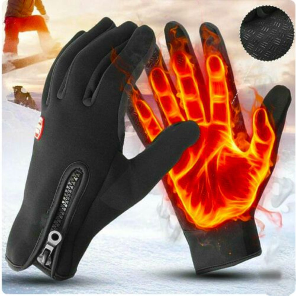 Gants chauffants imperméables tactiles unisexe, doublure polaire, coloris noir