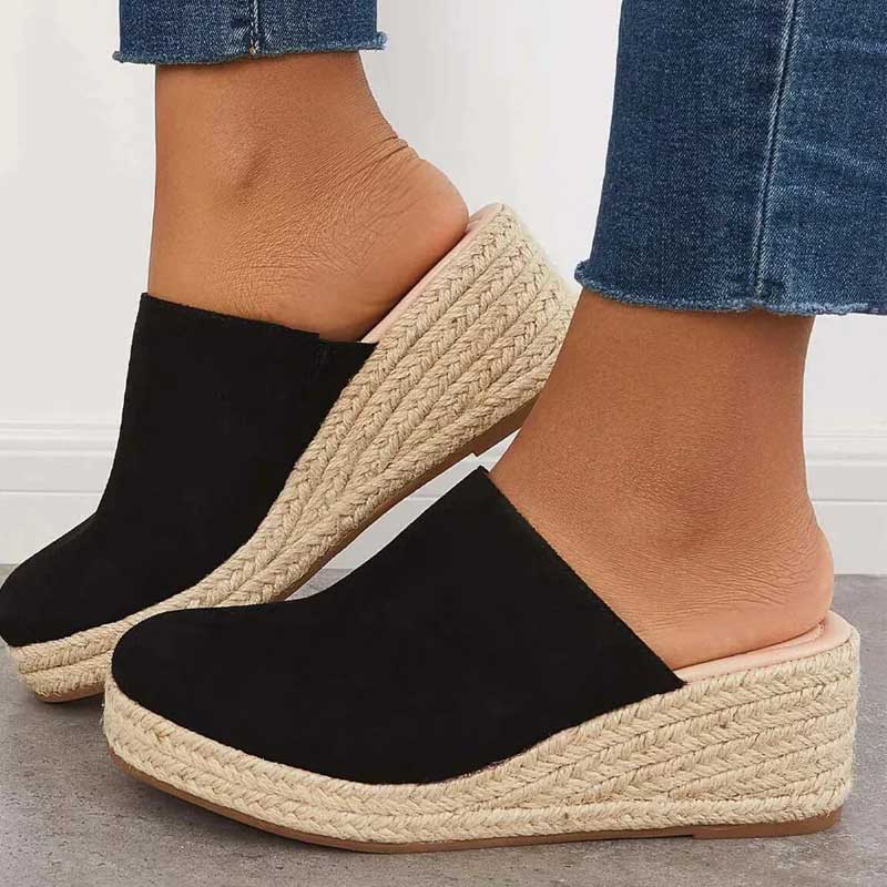 Mules Compensées Femme | Style Espadrille | Confort & Élégance