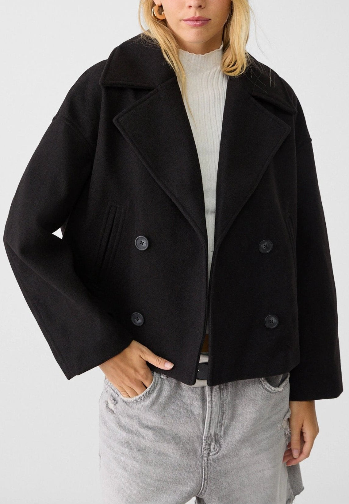 Manteau court tailleur femme coupe ajustée silhouette affinée
