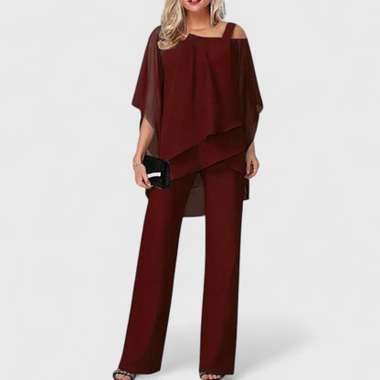Ensembles de Vêtements - Femmes | Ensemble Pantalon 2 Pièces, Blouse en Mousseline | Tenue de Soirée Élégante