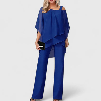 Ensembles de Vêtements - Femmes | Ensemble Pantalon 2 Pièces, Blouse en Mousseline | Tenue de Soirée Élégante