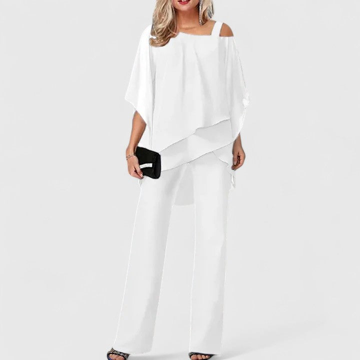 Ensembles de Vêtements - Femmes | Ensemble Pantalon 2 Pièces, Blouse en Mousseline | Tenue de Soirée Élégante