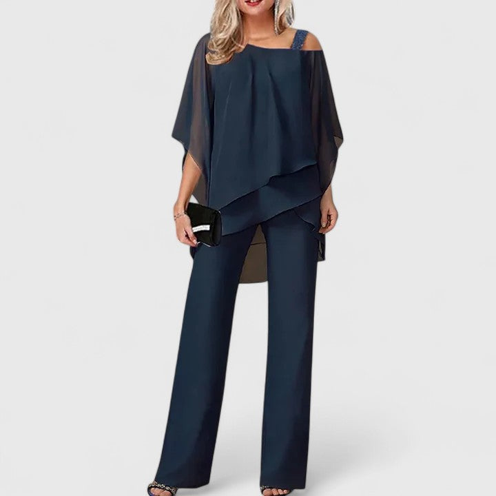 Ensembles de Vêtements - Femmes | Ensemble Pantalon 2 Pièces, Blouse en Mousseline | Tenue de Soirée Élégante