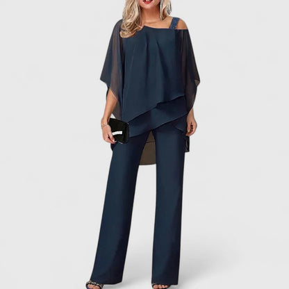 Ensembles de Vêtements - Femmes | Ensemble Pantalon 2 Pièces, Blouse en Mousseline | Tenue de Soirée Élégante