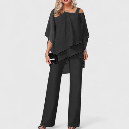 Ensembles de Vêtements - Femmes | Ensemble Pantalon 2 Pièces, Blouse en Mousseline | Tenue de Soirée Élégante