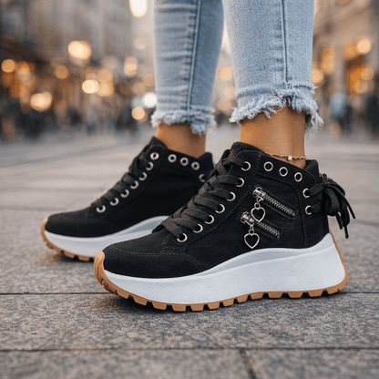 Sneakers montantes femme plateforme tige haute fermeture zippée latérale
