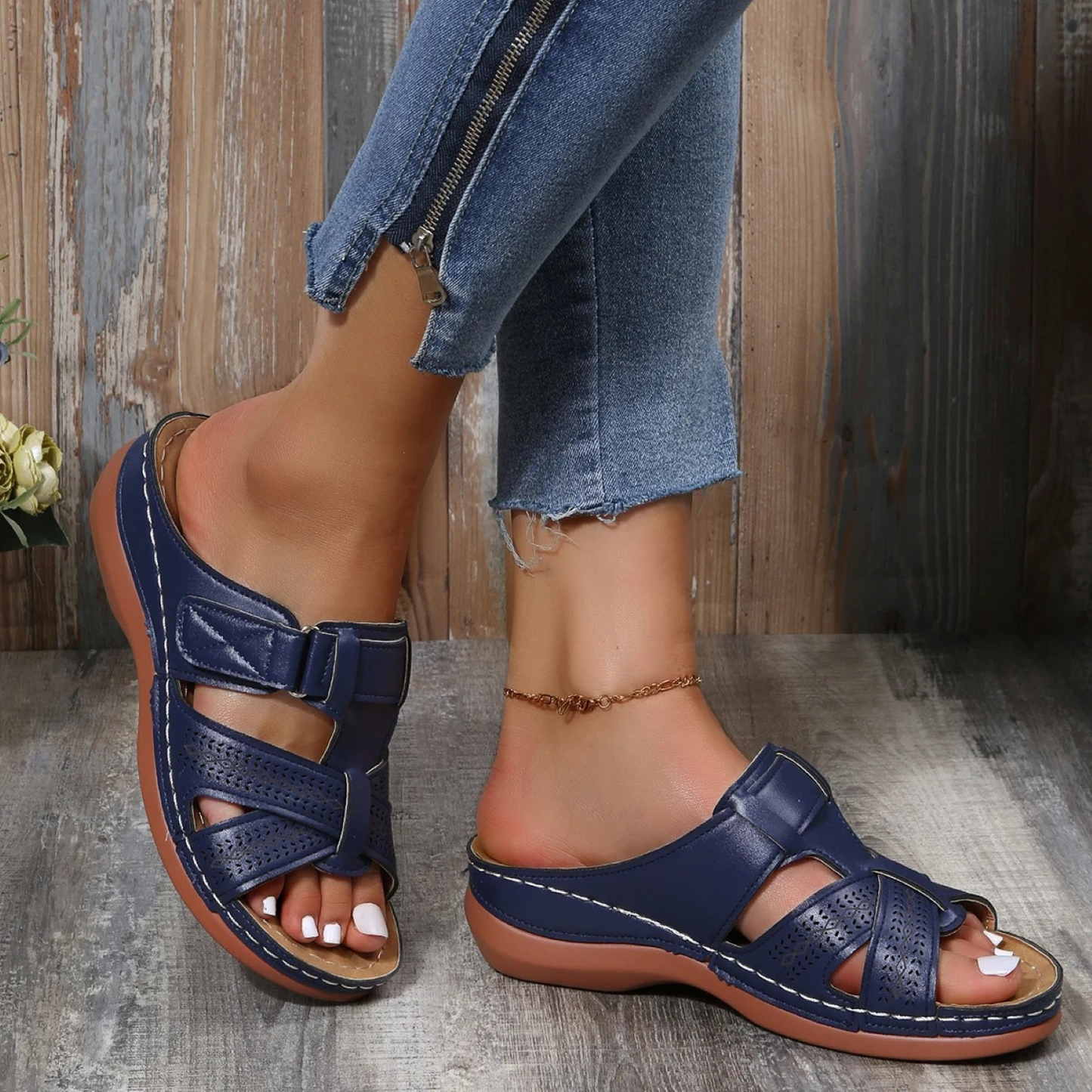 Sandales femme cuir | Bout ouvert, confort respirant