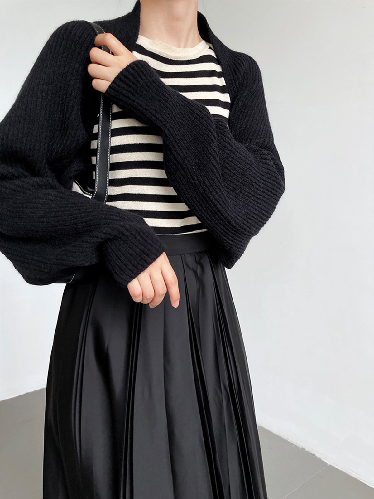 Sweater femme shrug ouvert devant en tricot coupe ample décontractée