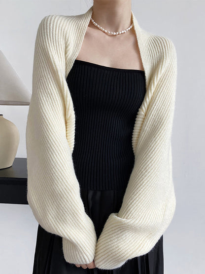 Sweater femme shrug ouvert devant en tricot coupe ample décontractée