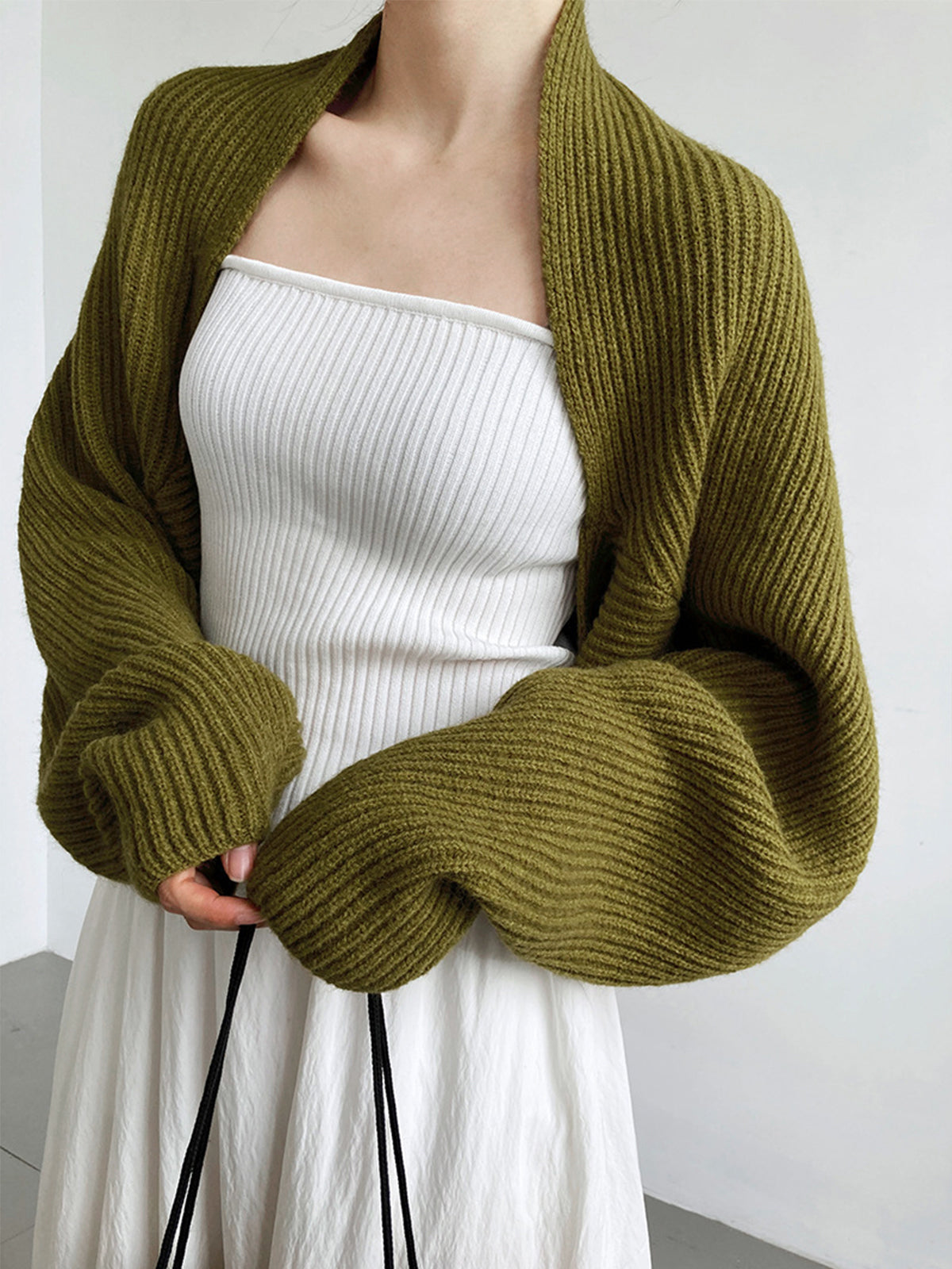 Sweater femme shrug ouvert devant en tricot coupe ample décontractée