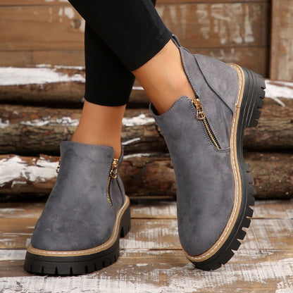 Bottines femme fourrées imperméables semelle antidérapante automne hiver