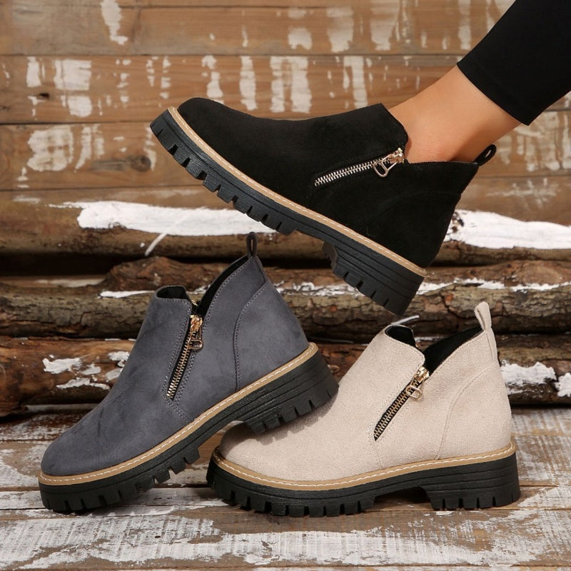 Bottines femme fourrées imperméables semelle antidérapante automne hiver