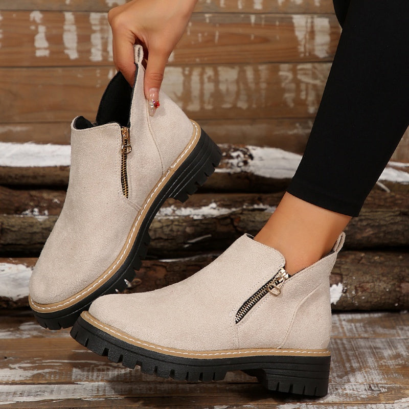 Bottines femme fourrées imperméables semelle antidérapante automne hiver