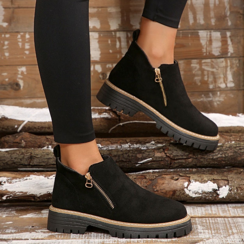 Bottines femme fourrées imperméables semelle antidérapante automne hiver