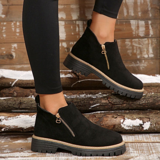 Bottines femme fourrées imperméables semelle antidérapante automne hiver