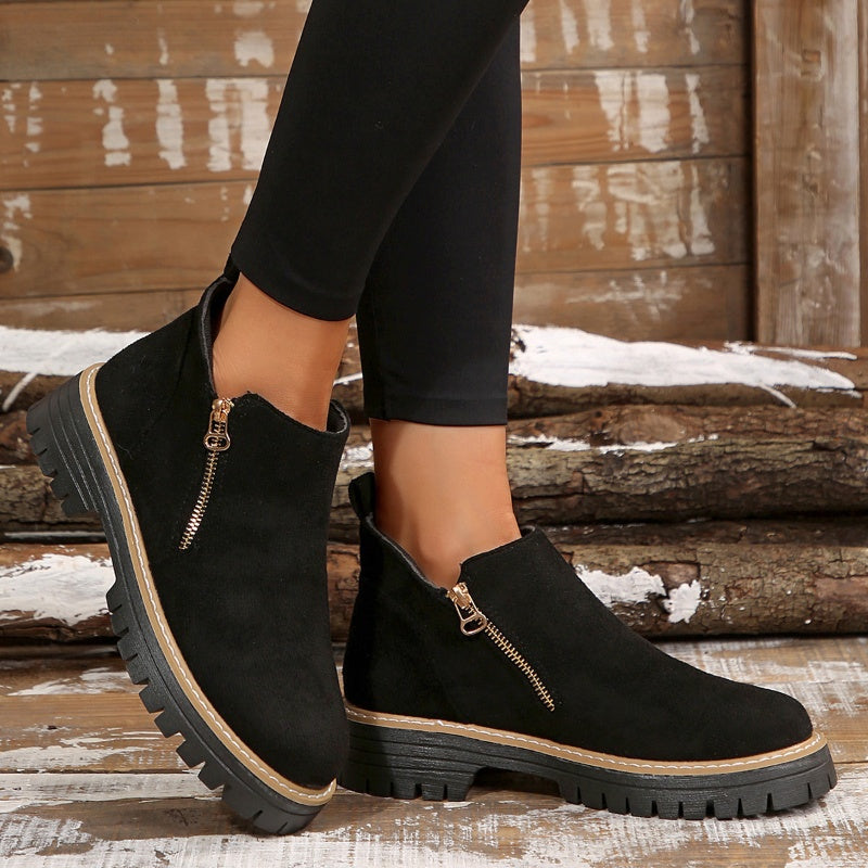 Bottines femme fourrées imperméables semelle antidérapante automne hiver