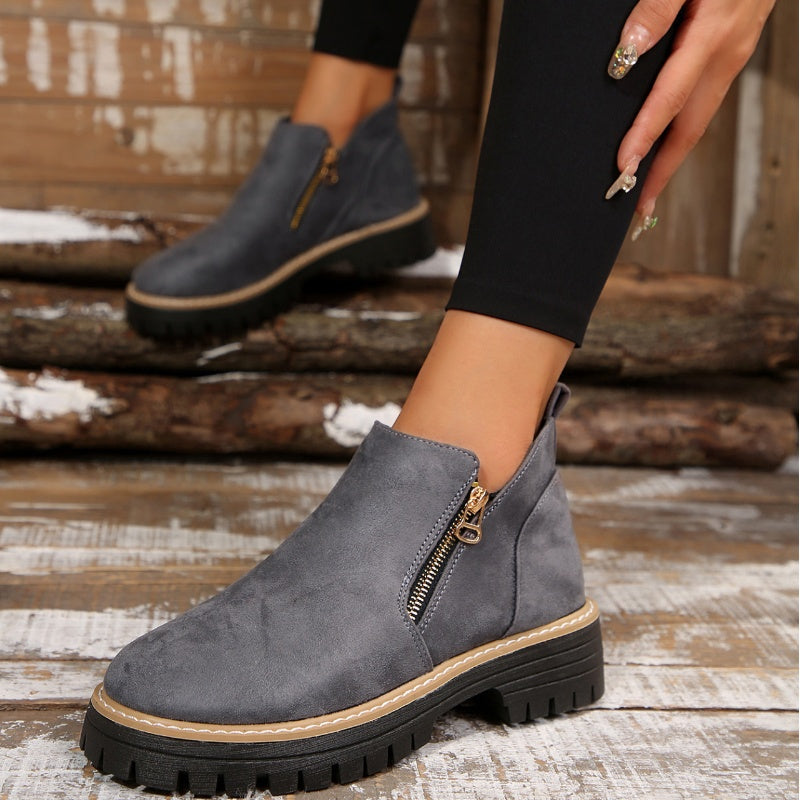 Bottines femme fourrées imperméables semelle antidérapante automne hiver