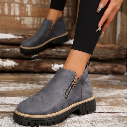 Bottines femme fourrées imperméables semelle antidérapante automne hiver