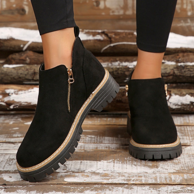 Bottines femme fourrées imperméables semelle antidérapante automne hiver