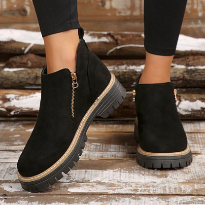 Bottines femme fourrées imperméables semelle antidérapante automne hiver