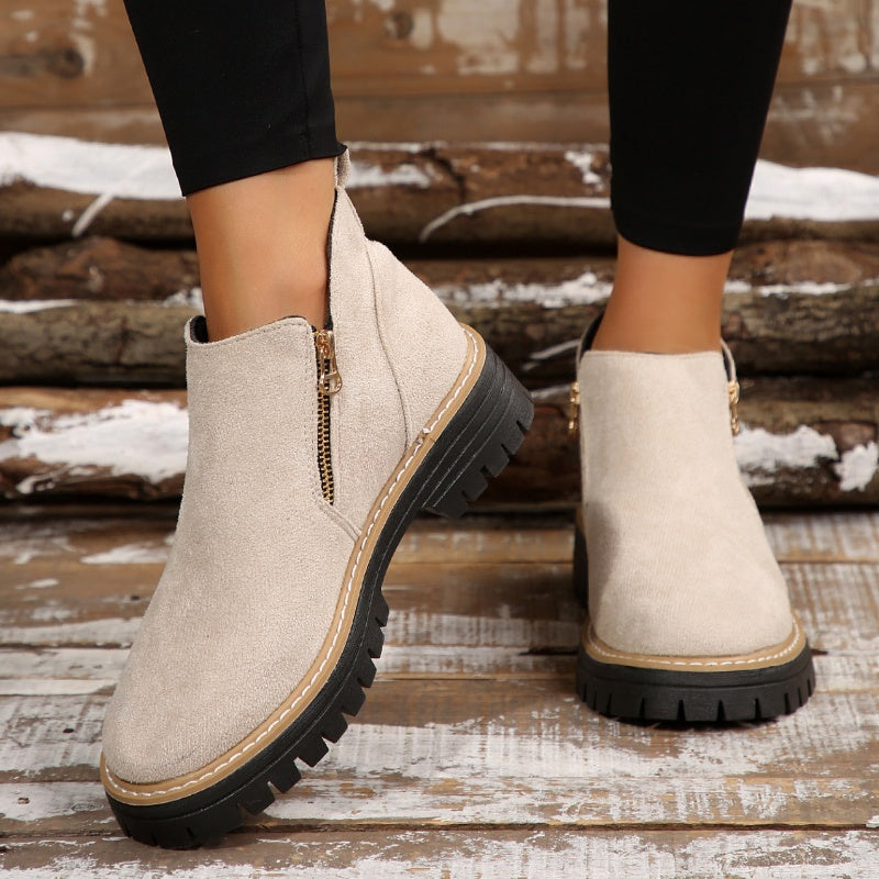 Bottines femme fourrées imperméables semelle antidérapante automne hiver
