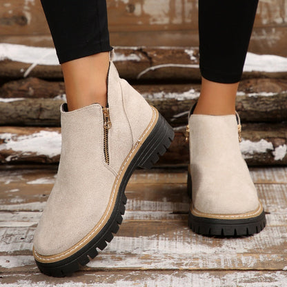 Bottines femme fourrées imperméables semelle antidérapante automne hiver