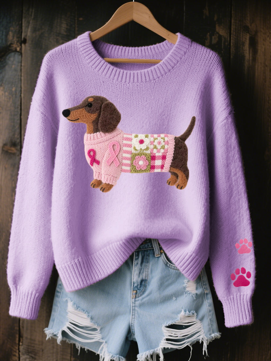 Pull Dachshund Motif | Tricot Confortable, Laine Feutrée
