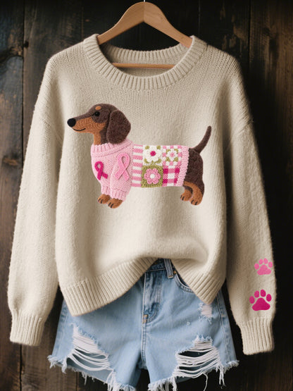 Pull Dachshund Motif | Tricot Confortable, Laine Feutrée