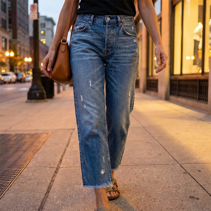 Jean denim femme coupe courte cheville stretch plusieurs coloris