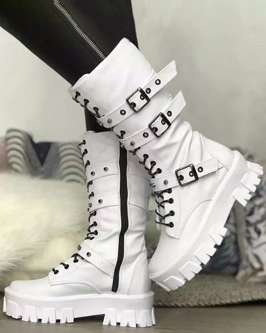 Bottines plateforme femme | Semelle haute | Boucles décoratives, tendance