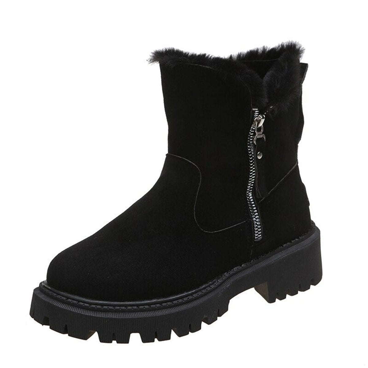 Bottines Femme | Fourrées Cuir Daim, Fermeture Éclair