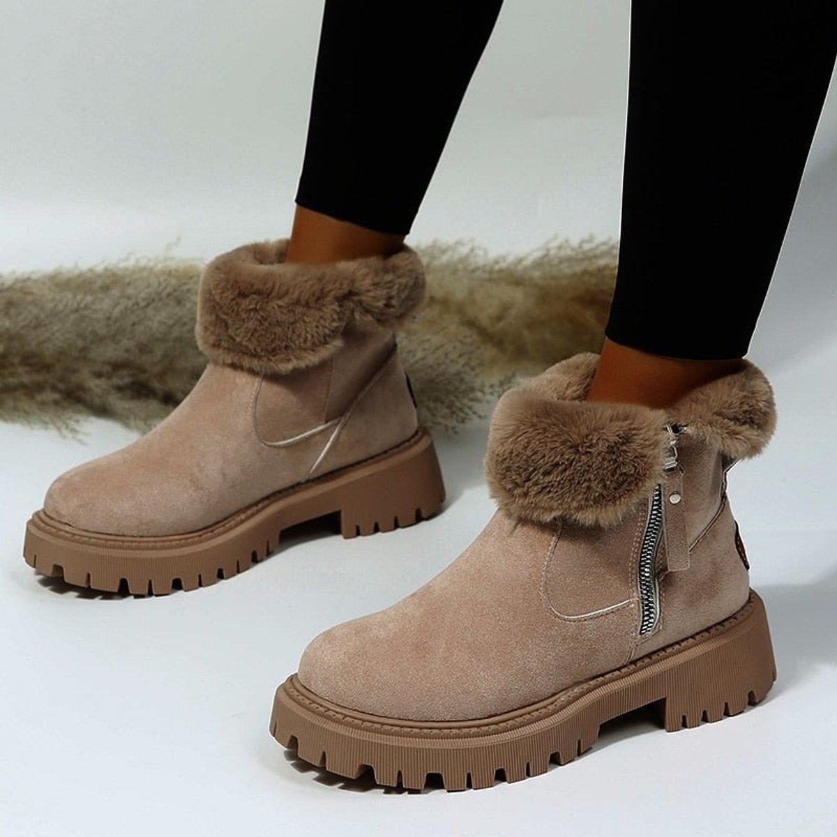 Bottines Femme | Fourrées Cuir Daim, Fermeture Éclair