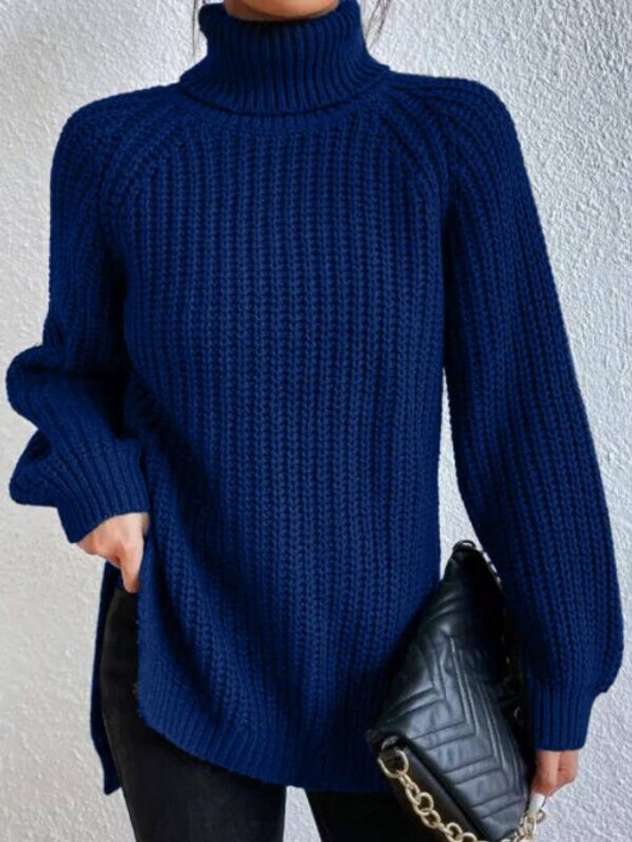 Pull Femme Col Roulé Oversize Gros Tricot