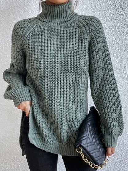 Pull Femme Col Roulé Oversize Gros Tricot