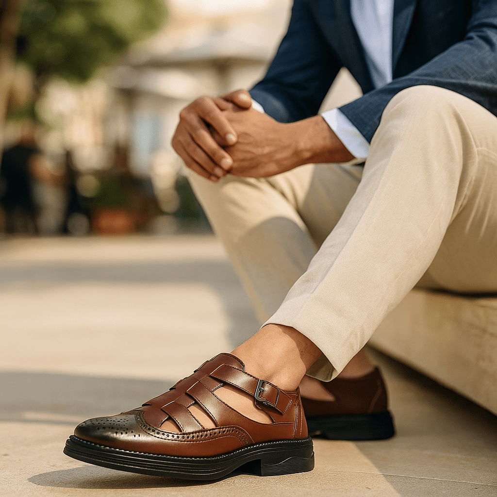 Élégantes Sandales en Cuir pour Hommes Rien