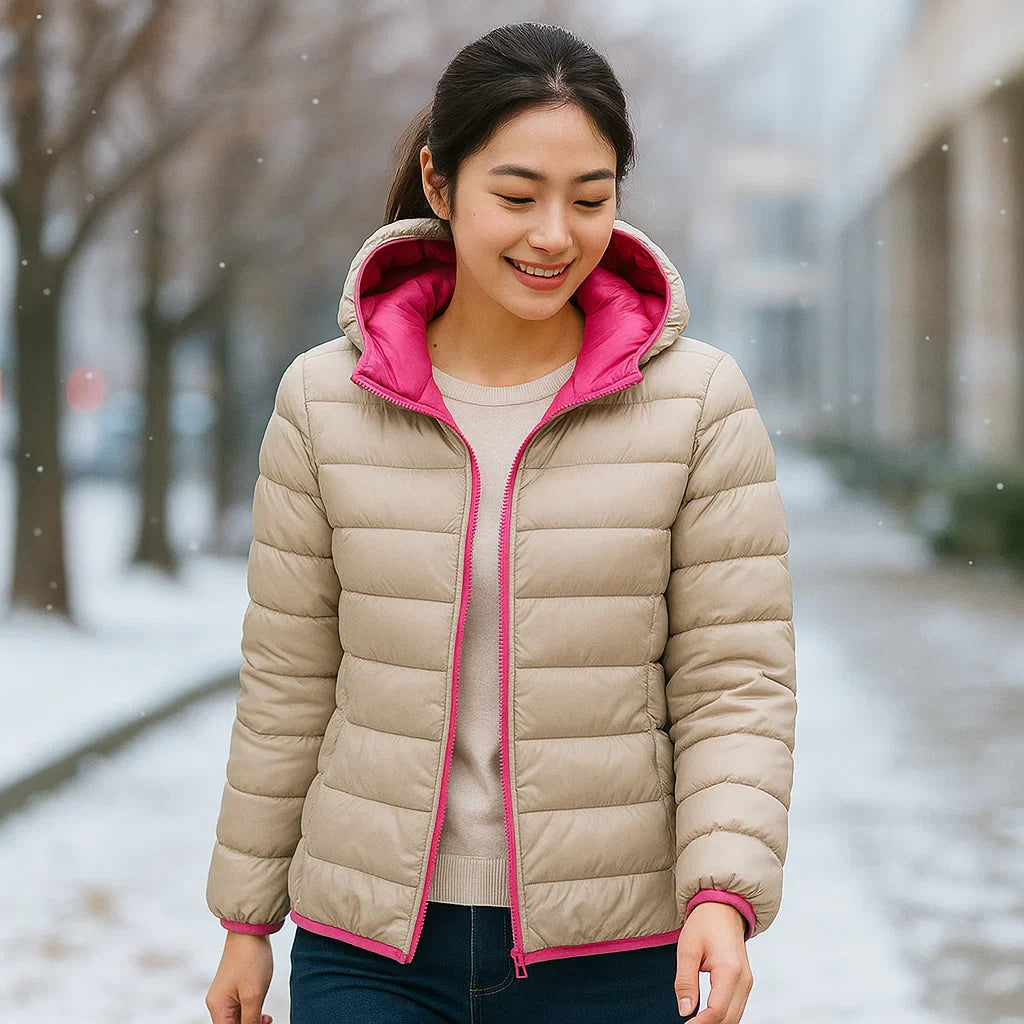 Parisfemme Doudoune Réversible Femme - 2-en-1 - Chaude - Légère - Hiver