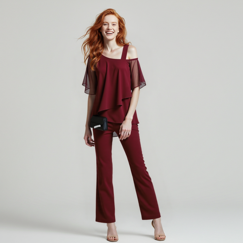Ensemble Femme | Blouse Fluide, Pantalon Large | Élégant, Coupe Ample