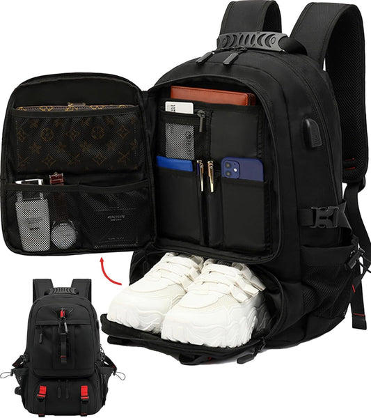 Sac à dos de voyage 60–80L | Imperméable, extensible | USB, compartiment à chaussures, pochette pour ordinateur portable