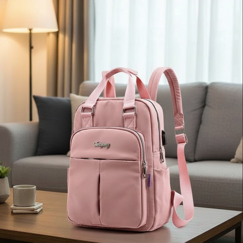 Sac à dos ordinateur imperméable USB avec port de charge et poches latérales