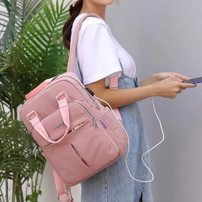 Sac à dos ordinateur imperméable USB avec port de charge et poches latérales