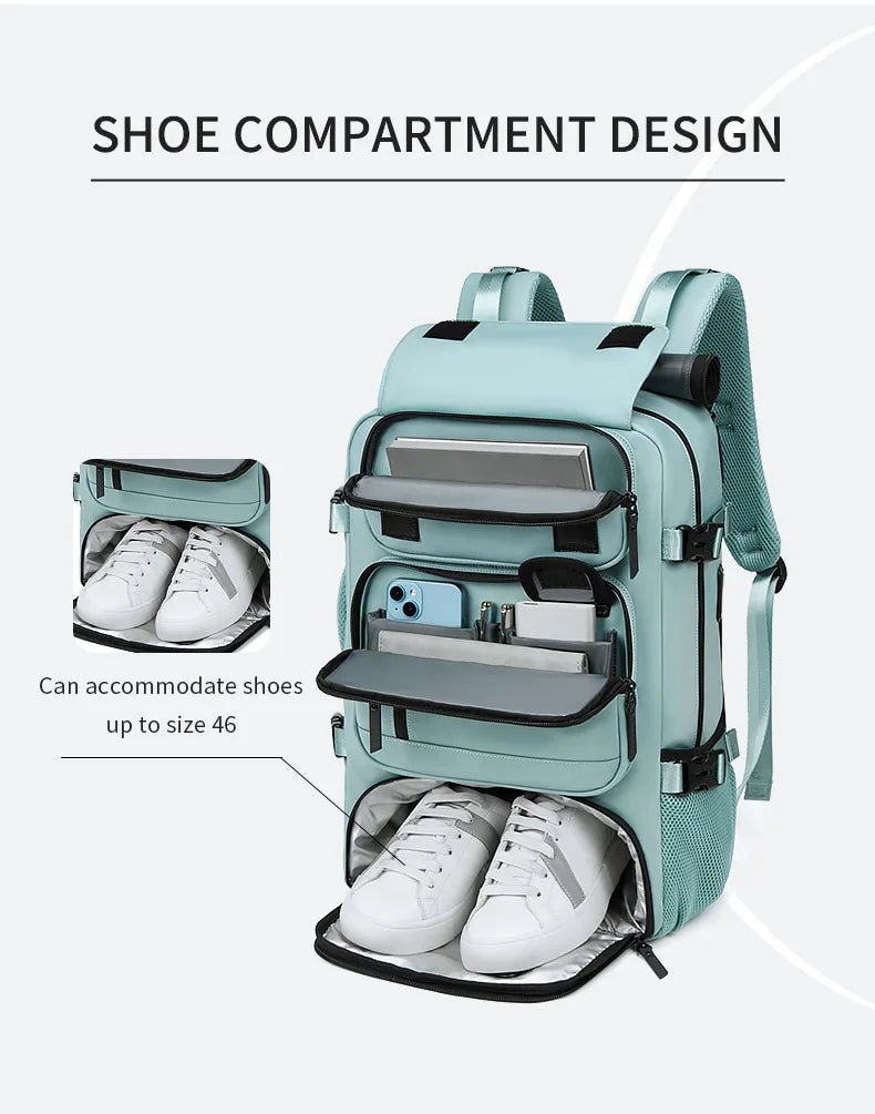 Sac à dos de voyage | Imperméable, port USB, compartiment à chaussures, poche anti-vol