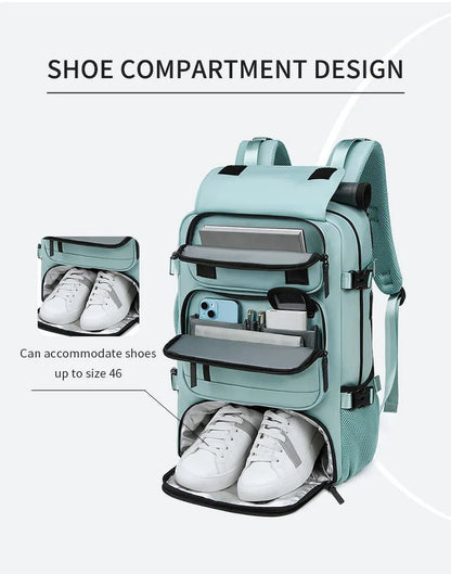 Sac à dos de voyage | Imperméable, port USB, compartiment à chaussures, poche anti-vol