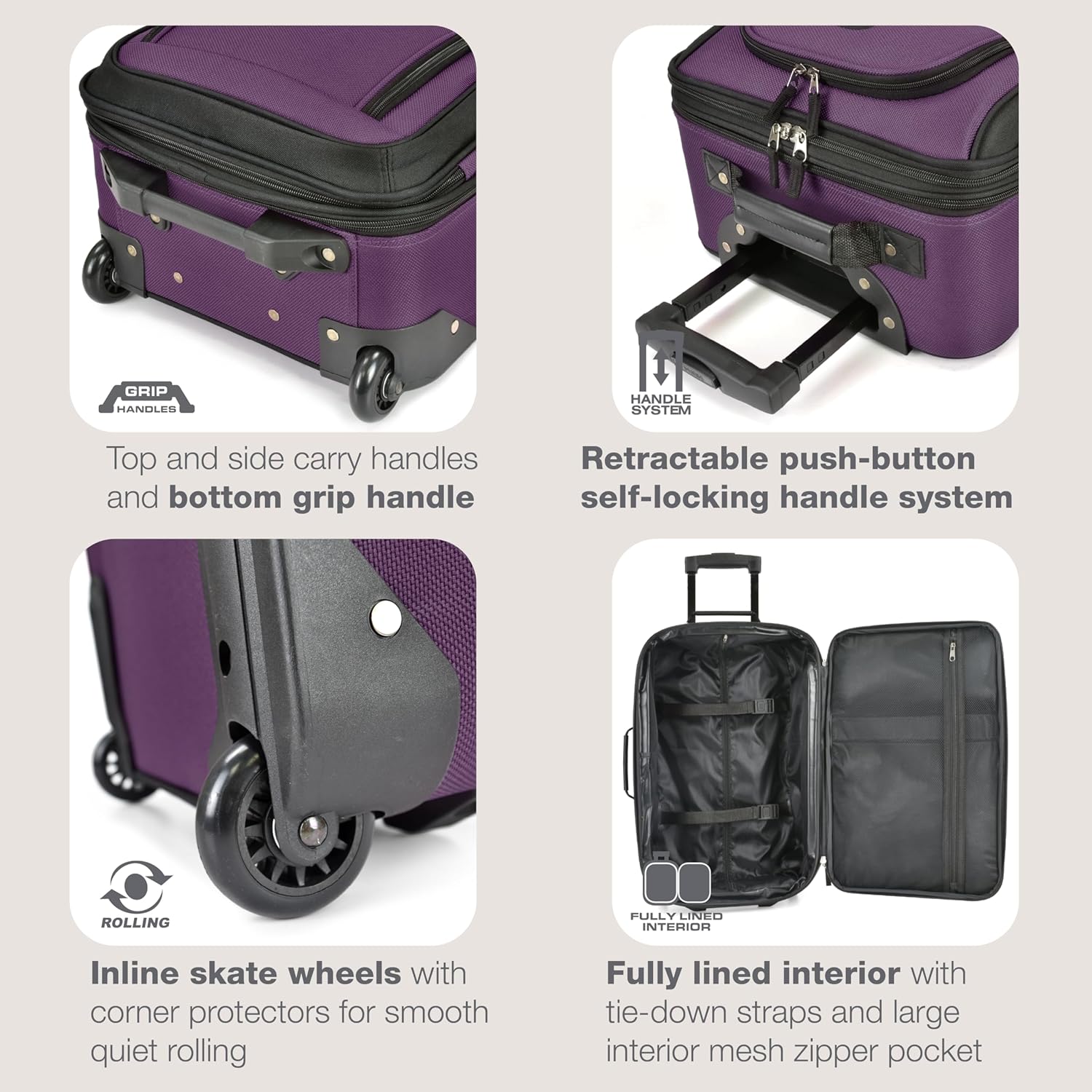 Ensemble de 2 valises de voyage | Souple, extensible | Roulettes