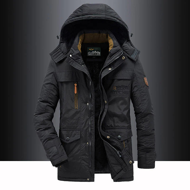 Parka mi-long homme à capuche et fermeture zippée