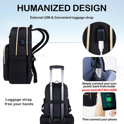Sac à dos pour ordinateur portable femme | Imperméable, USB, 15.6"