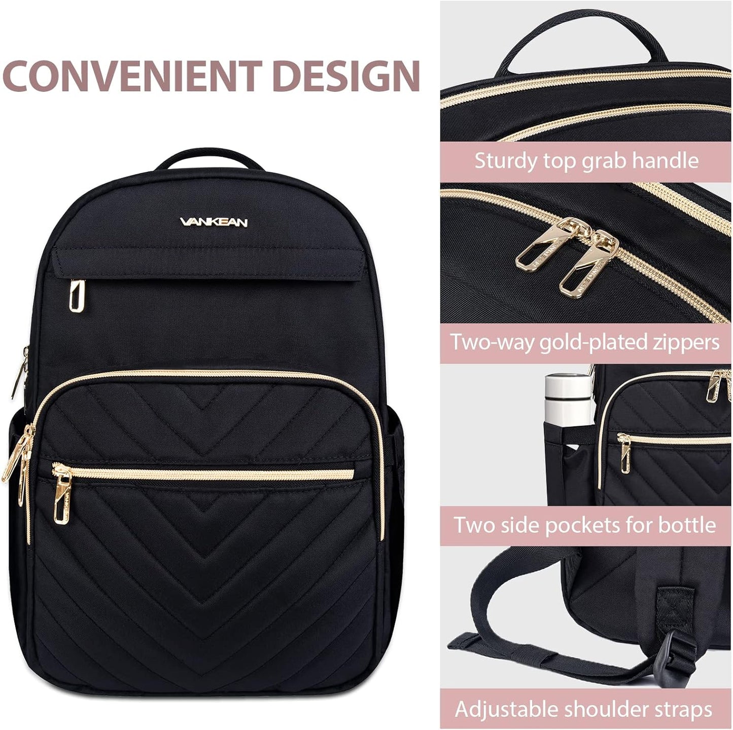 Sac à dos pour ordinateur portable femme | Imperméable, USB, 15.6"