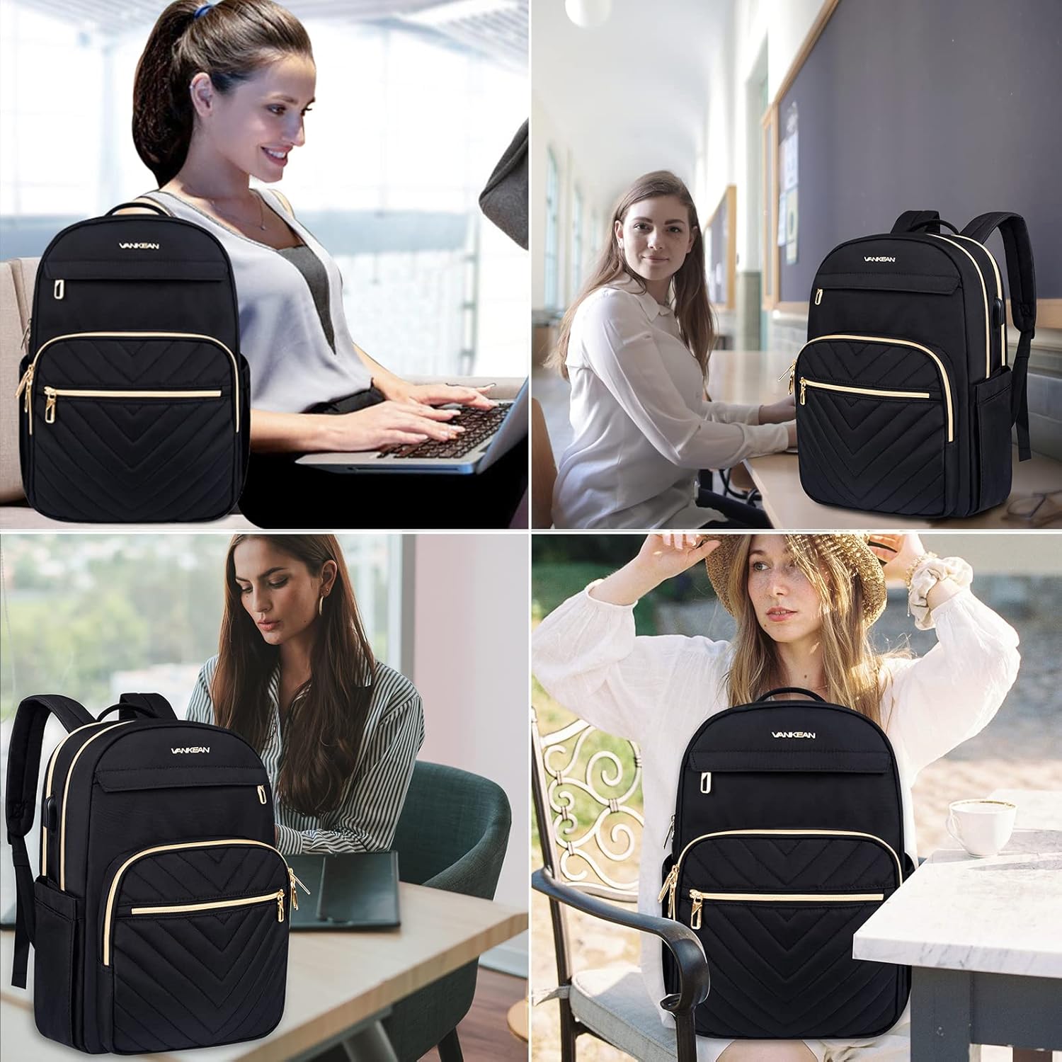 Sac à dos pour ordinateur portable femme | Imperméable, USB, 15.6"
