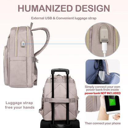 Sac à dos pour ordinateur portable femme | Imperméable, USB, 15.6"
