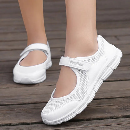 Baskets femme velcro tissu coton confort quotidien